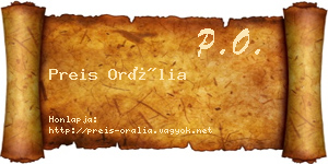 Preis Orália névjegykártya